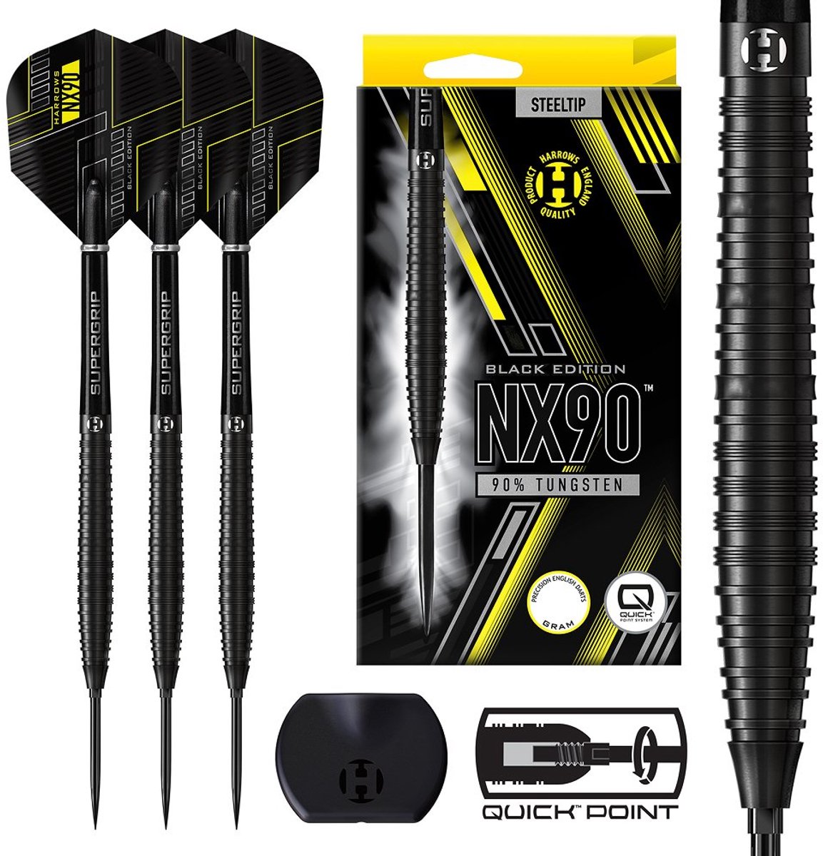 harrows_NX90_black_edition_QP_1 Harrows NX90 90% Tungsten Black Edition Quick Point - Afbeelding 1